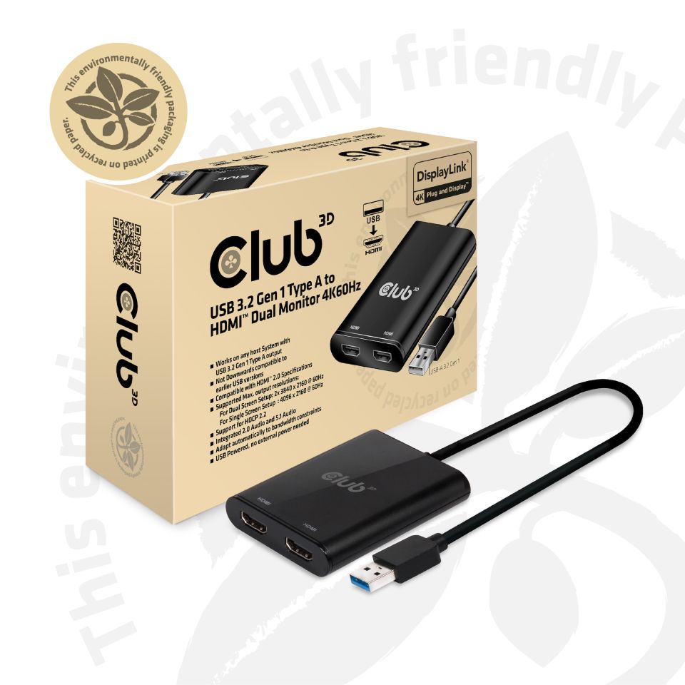 Club 3D Splitter USB-A auf 2 HDMI