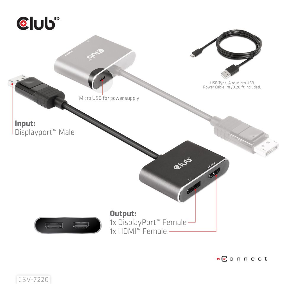 Club 3D Multi Stream Transport (MST) HUB - Dual Display