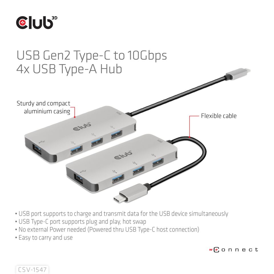 Club 3D USB-C HUB auf 4 USB-A