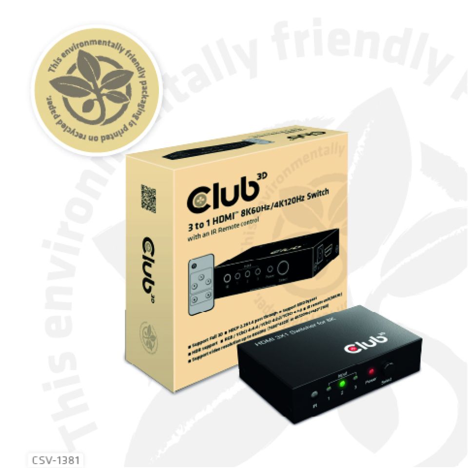 Club 3D Switch 3 auf 1 HDMI 8K60Hz 