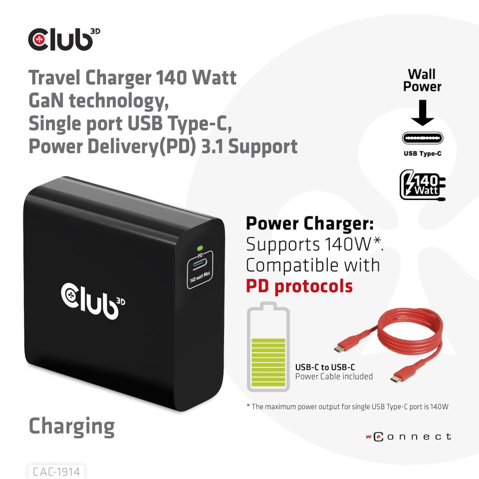 Club 3D Travel Charger 140W