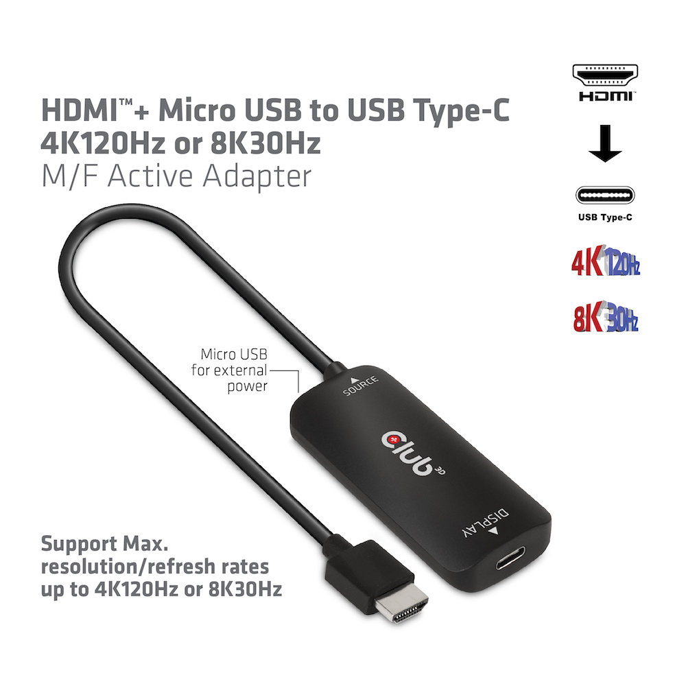 Club 3D HDMI+Micro-USB auf USB-C Adapter