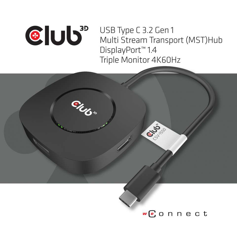 Club 3D Multi Stream Transport (MST) HUB - Tripple Display