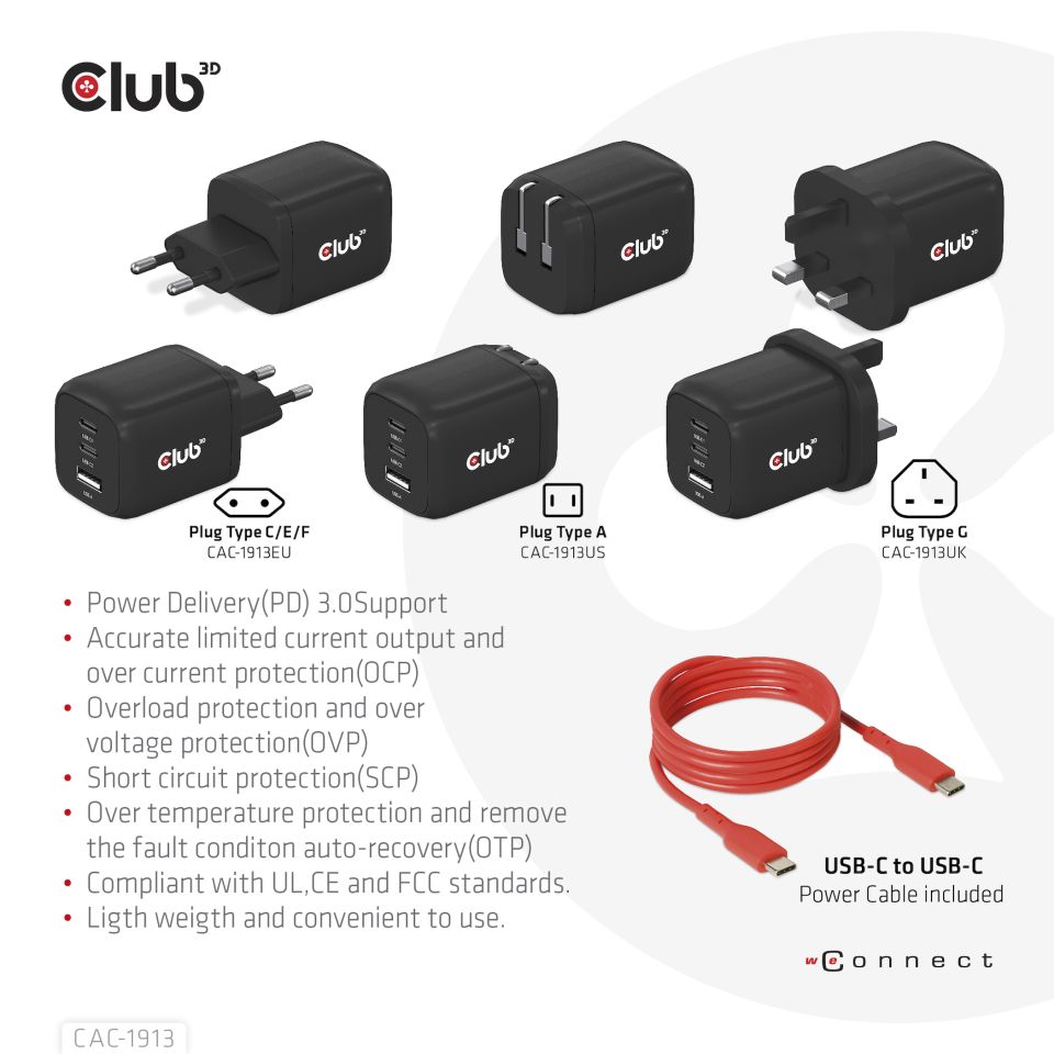 Club 3D Reiseladegerät - 65W