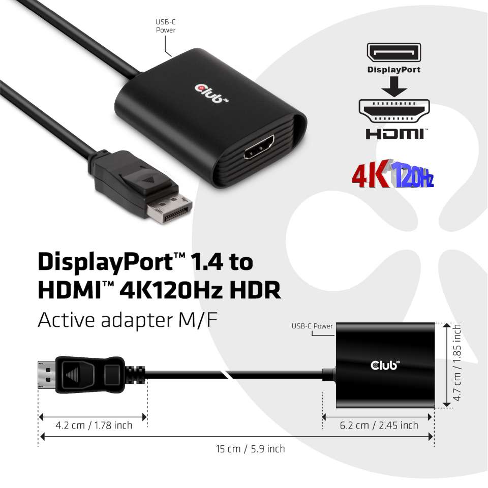 Club 3D DisplayPort 1.4 auf HDMI Adapter