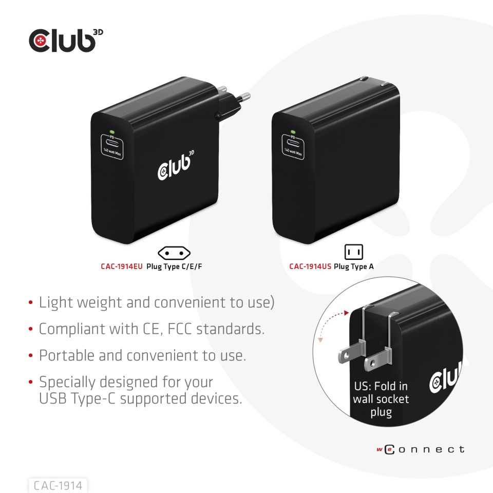 Club 3D Travel Charger 140W