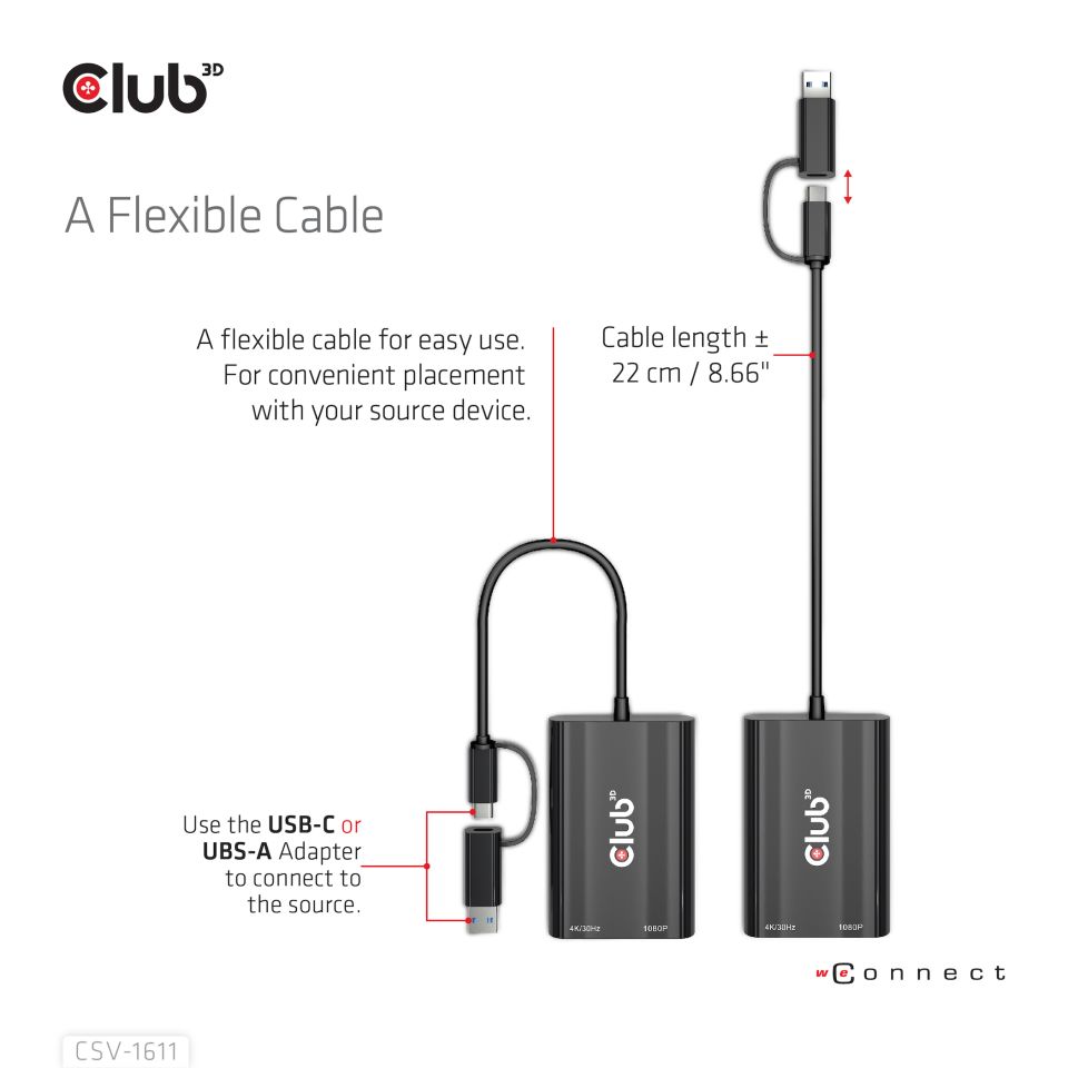 Club 3D Splitter USB-C auf HDMI + VGA