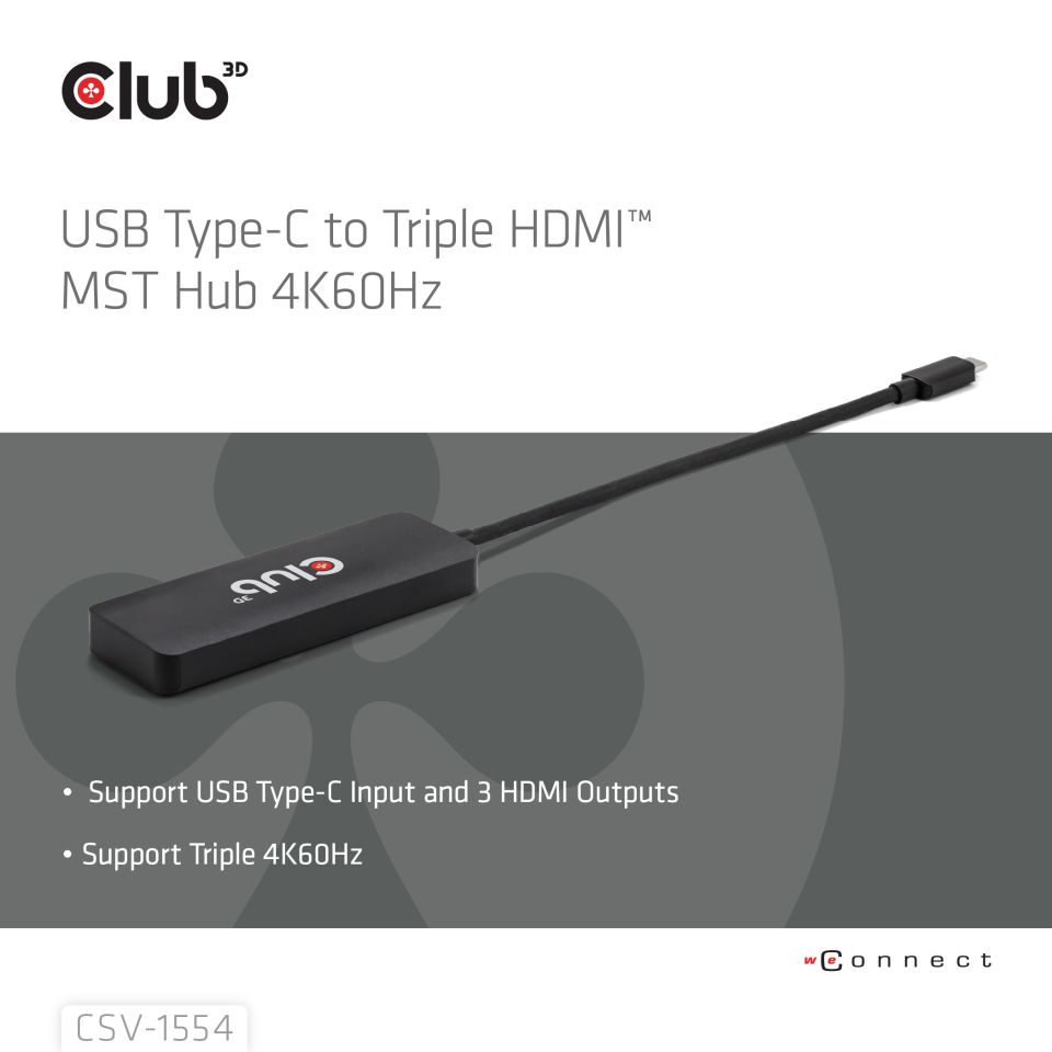 Club 3D Multi Stream Transport (MST) HUB - Tripple Display 4K60Hz