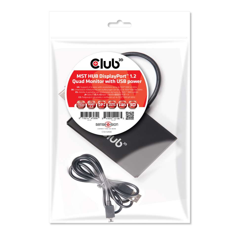 Club 3D Multi Stream Transport (MST) Quad DisplayPort