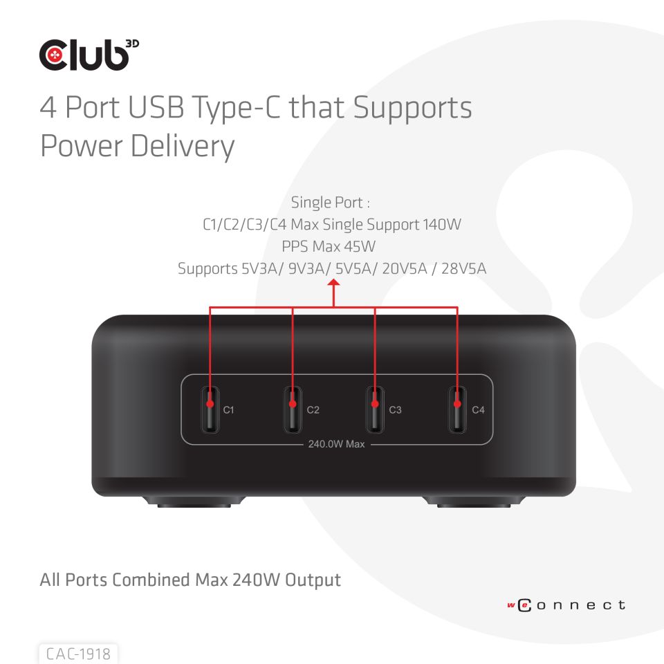 Club 3D Reiseladegerät - 240W