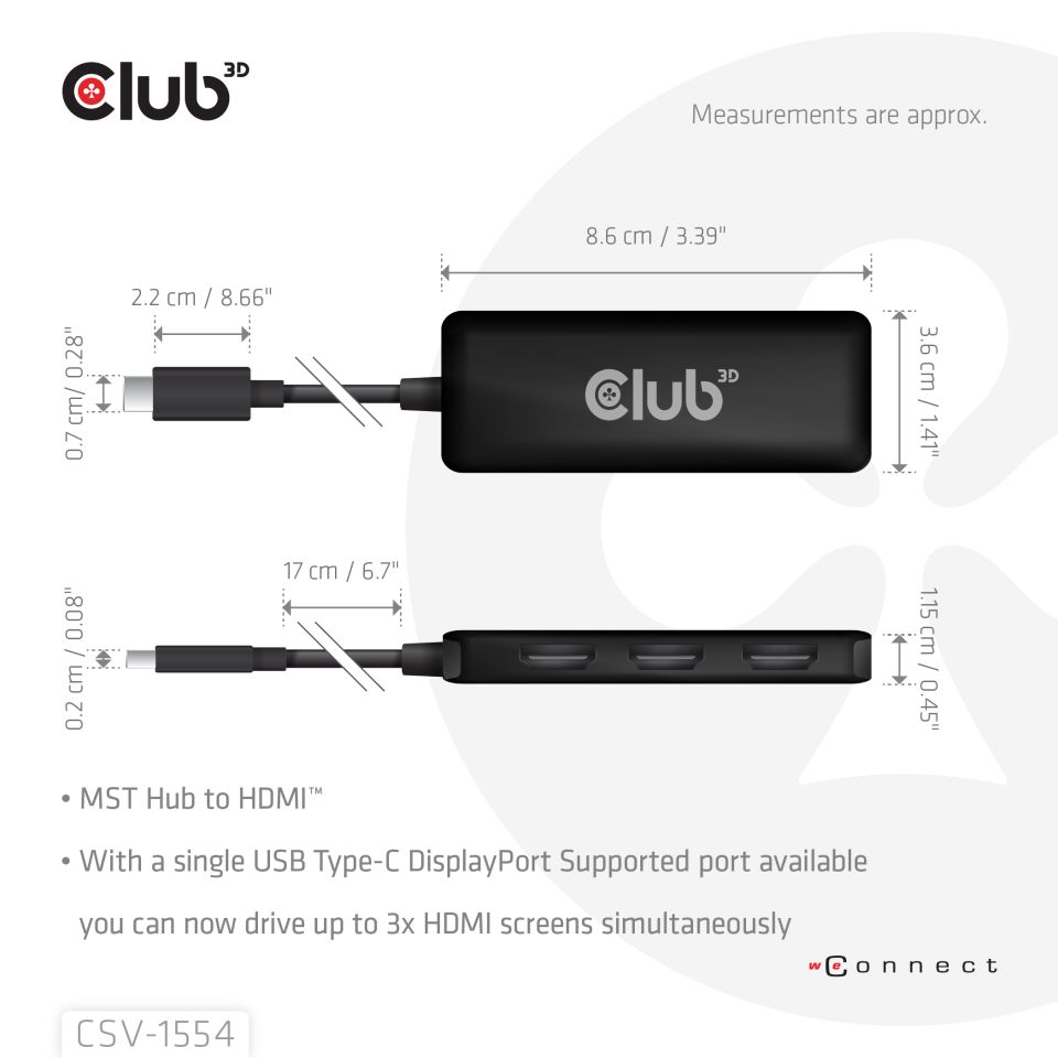 Club 3D Multi Stream Transport (MST) HUB - Tripple Display 4K60Hz