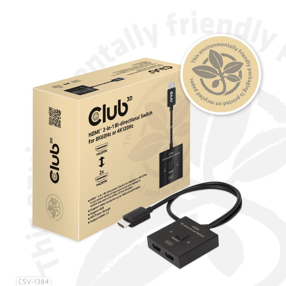 Club 3D Switch HDMI™ 2-in-1 bi-direktionaler 