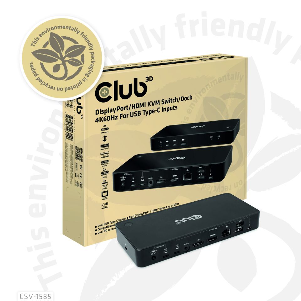 Club 3D KVM Switch - Dual HDMI 4K60Hz