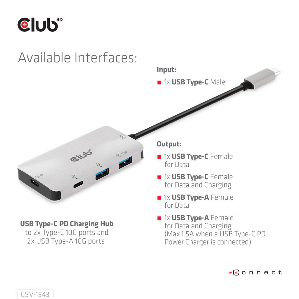 Club 3D USB-C Gen2 auf USB-A Data Hub