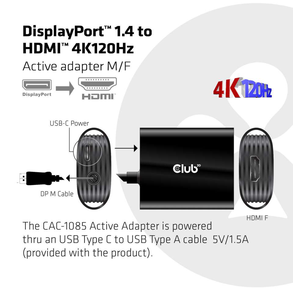 Club 3D DisplayPort 1.4 auf HDMI Adapter