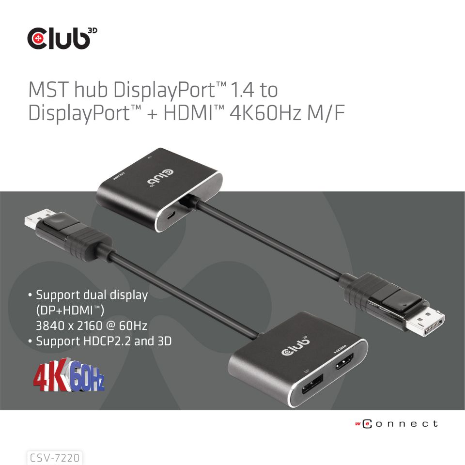 Club 3D Multi Stream Transport (MST) HUB - Dual Display