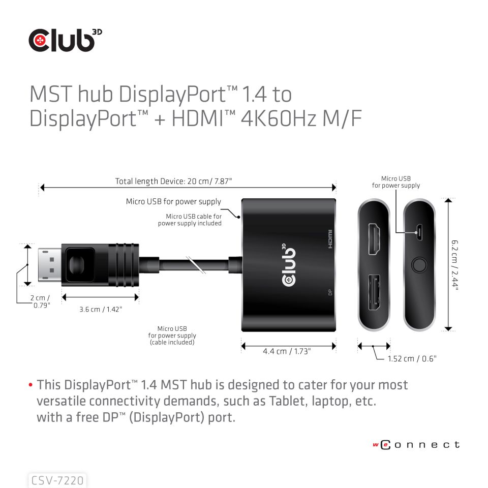 Club 3D Multi Stream Transport (MST) HUB - Dual Display