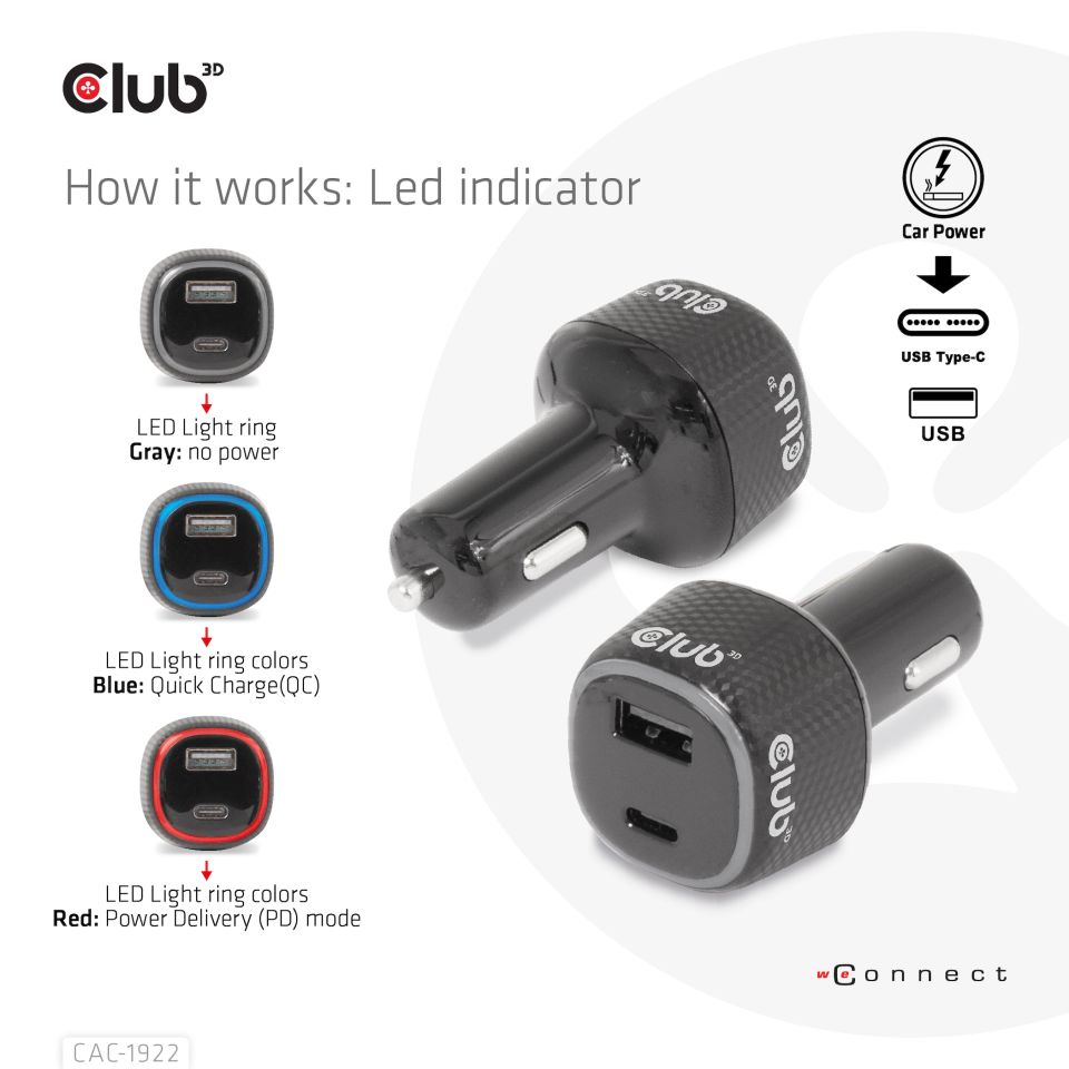 Club 3D KFZ-Ladegerät - 63 Watt