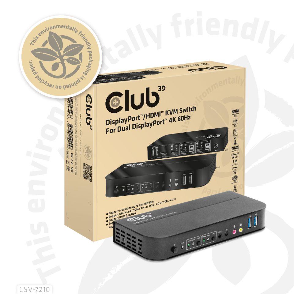 Club 3D KVM Switch - Dual HDMI 4K60Hz