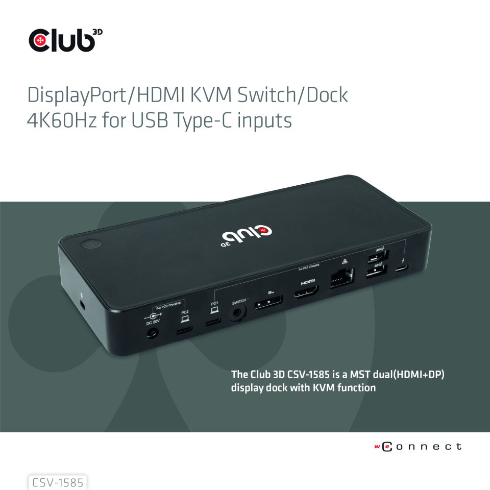 Club 3D KVM Switch - Dual HDMI 4K60Hz