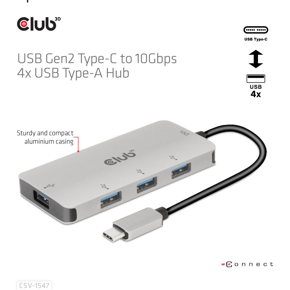 Club 3D USB-C HUB auf 4 USB-A