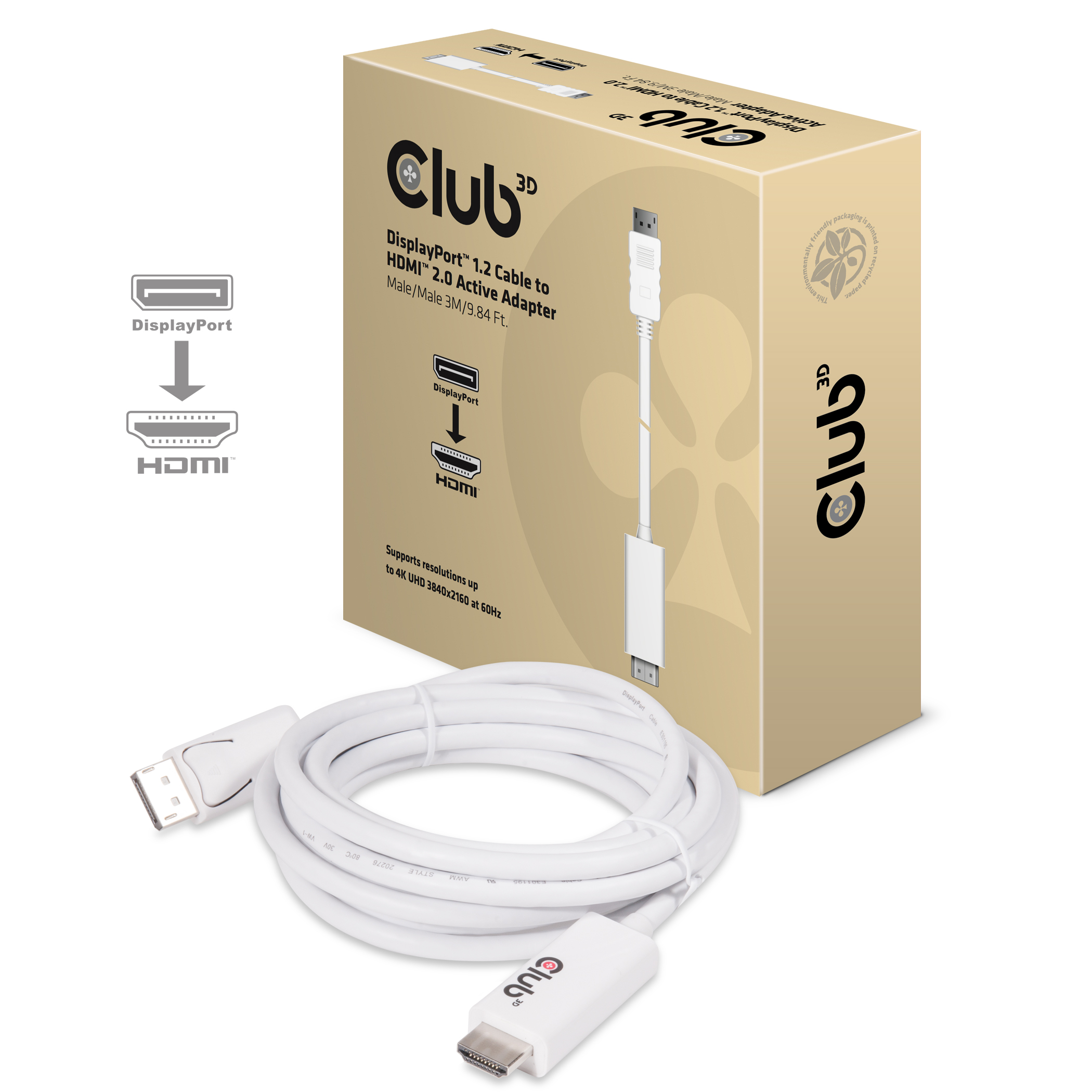 Club 3D DisplayPort Kabel auf HDMI Adapter - 3 m