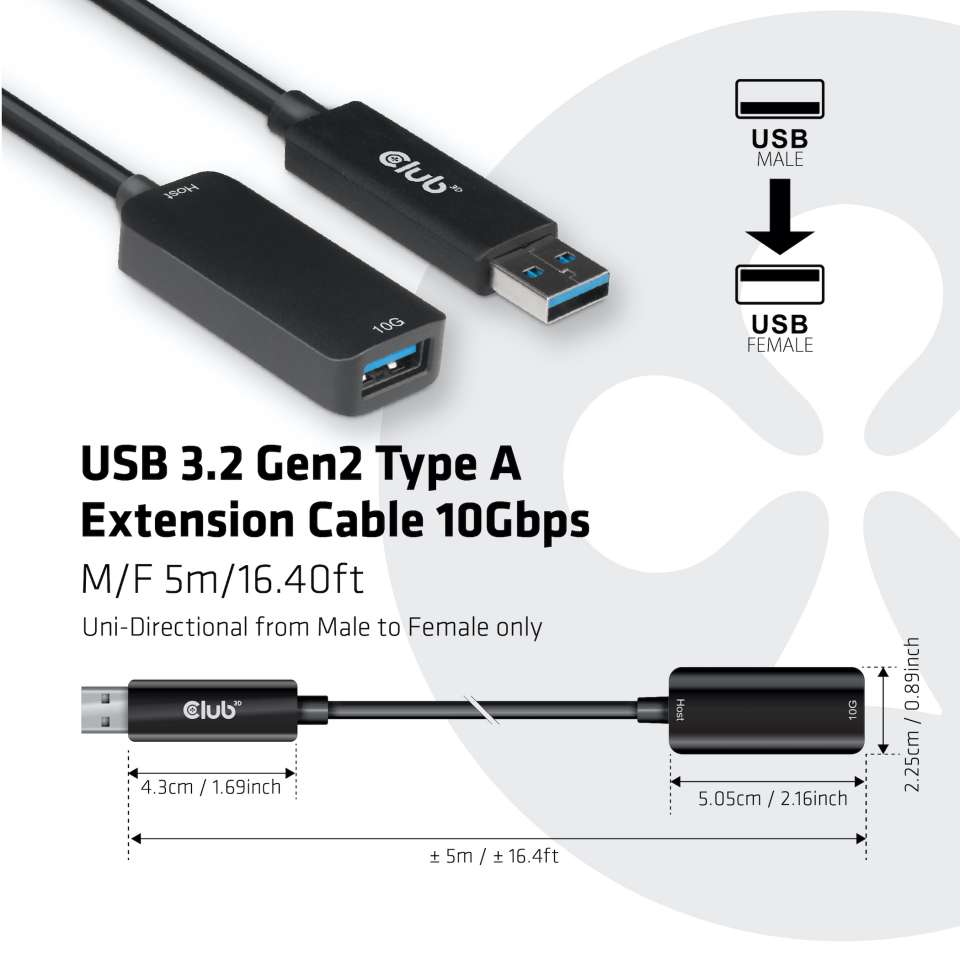 Club 3D USB 3.2 Verlängerungskabel - 5m