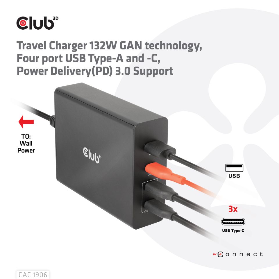 Club 3D Reiseladegerät - 132 W