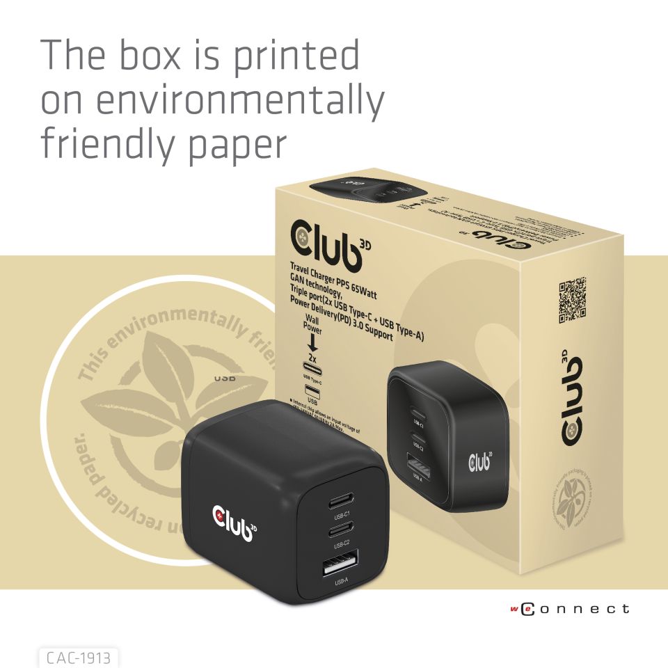 Club 3D Reiseladegerät - 65W