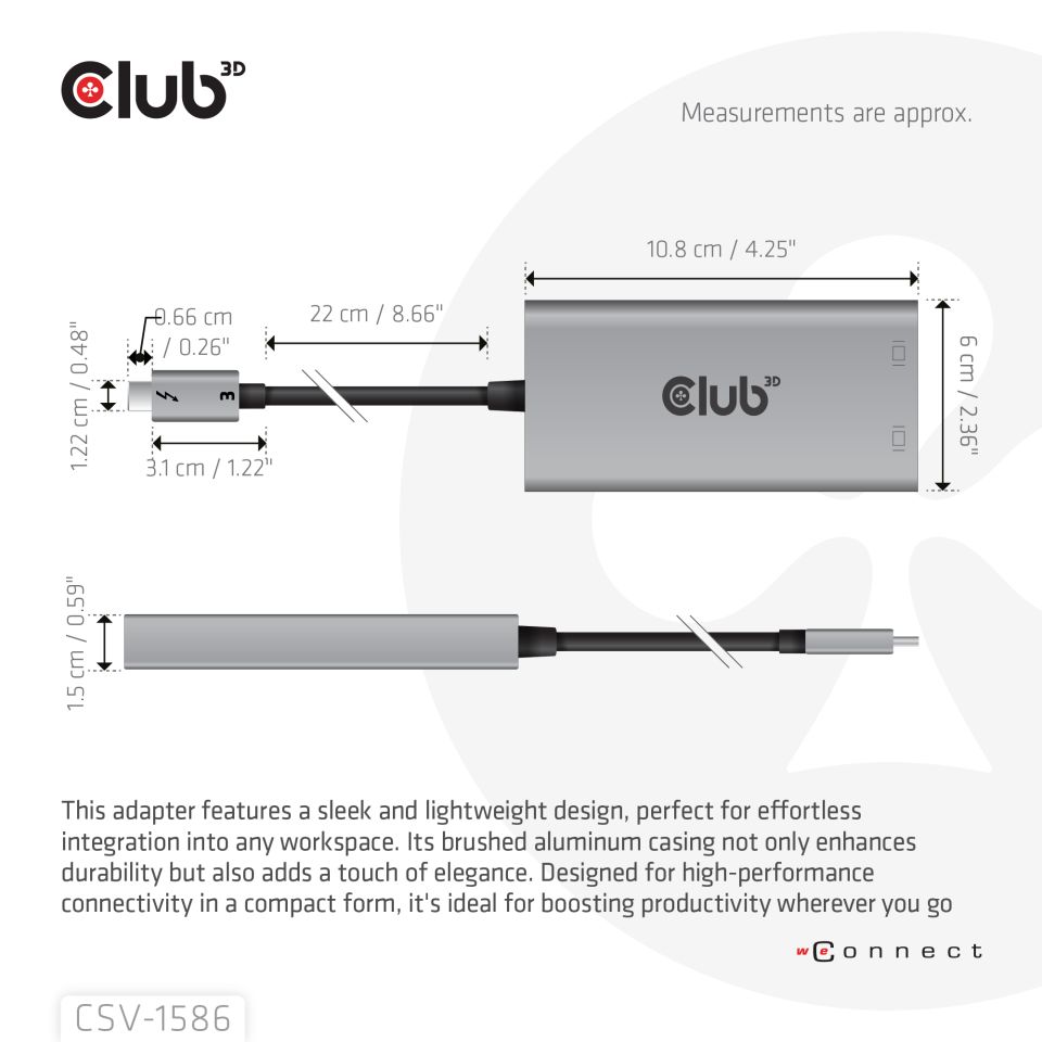 Club 3D Splitter Thunderbolt 3 zu Dual DisplayPort