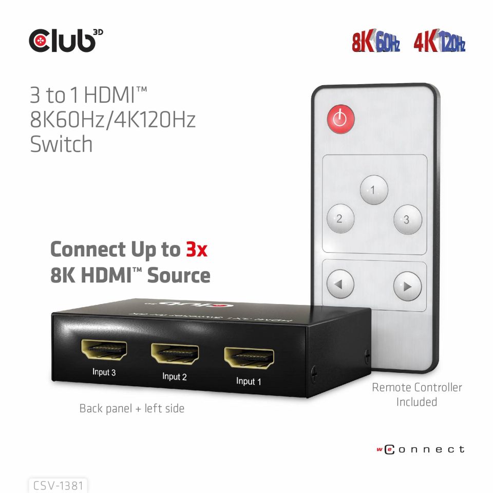 Club 3D Switch 3 auf 1 HDMI 8K60Hz 