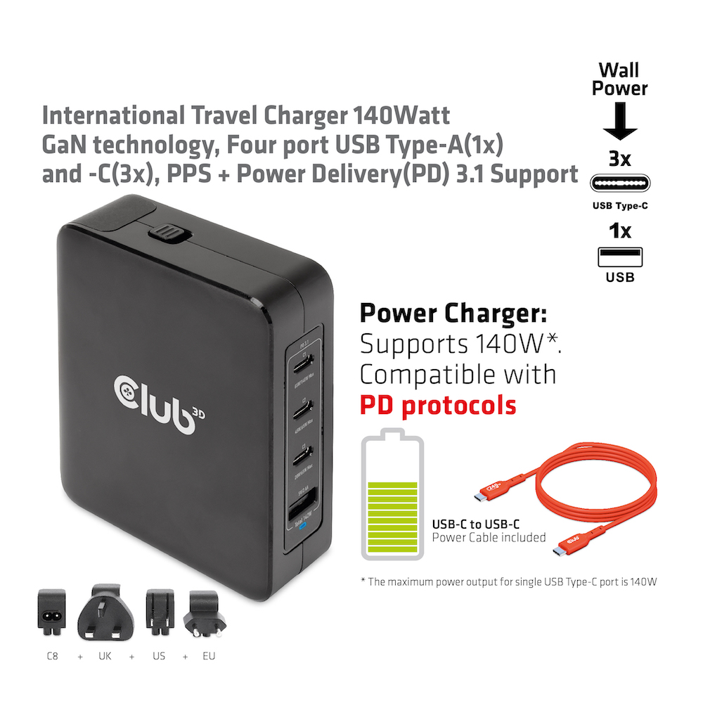 Club 3D Travel Charger 140W